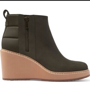 Toms Olive Wedge Ankle Boots